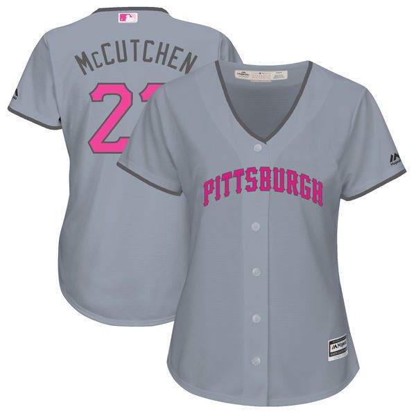 Women 2017 MLB Pittsburgh Pirates #22 Andrew McCutchen Grey Mothers Day Jerseys->houston texans->NFL Jersey